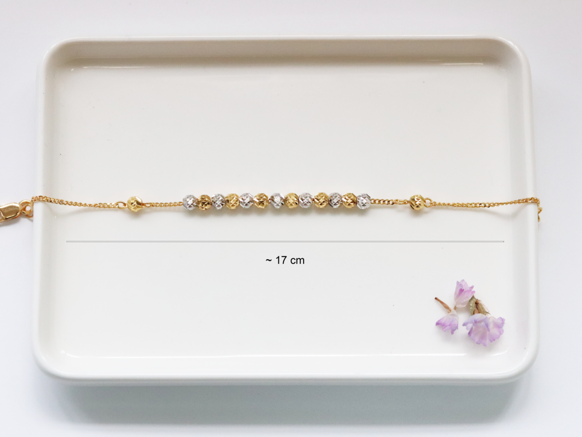 Half Pave Duotone Peppercorn Bracelet