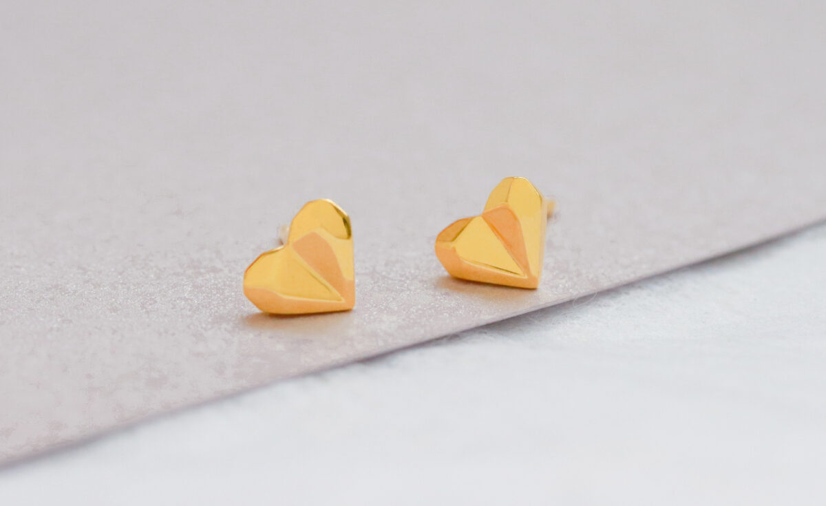Origami Heart Earstuds