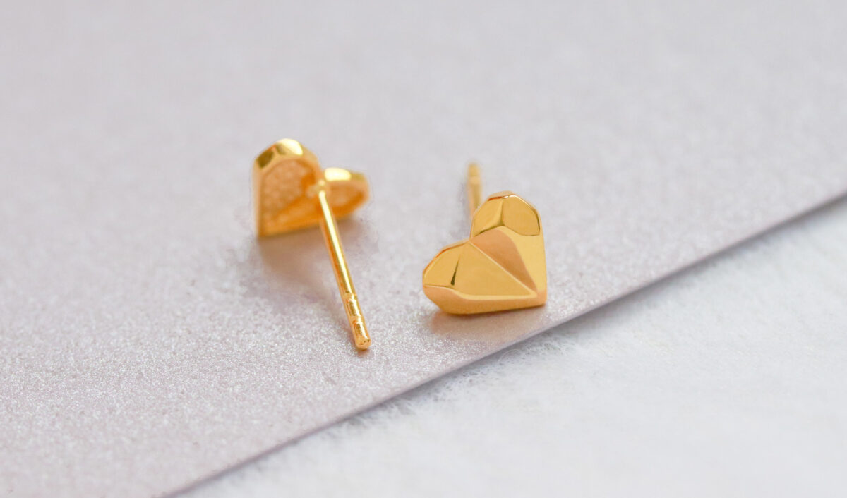 Origami Heart Earstuds