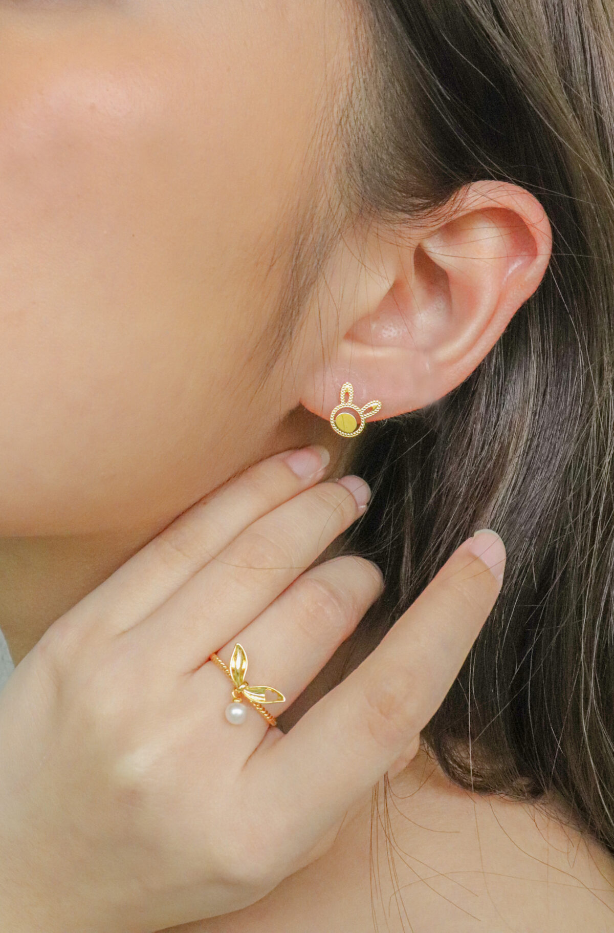 Gold Rabbit Earrings
